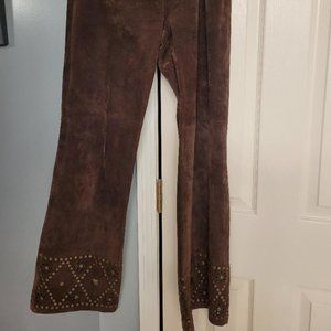 Suede leather pants